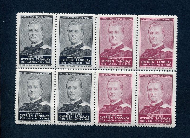  VINTAGE Société St-Jean-Baptiste BLOCK OF 8 POSTER STAMPS CANADA MONTREAL L715