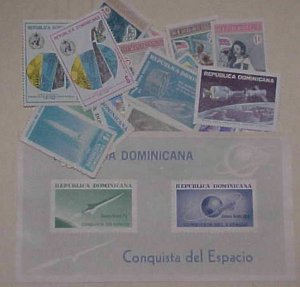 DOMINICAN REPUBLIC  SPACE  SHEETLET & 24 DIFF. STAMPS  cat.$44.00  MINT NH