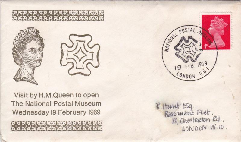 GB 1969 Visit by HM Queen to open National Postal Museum FDC