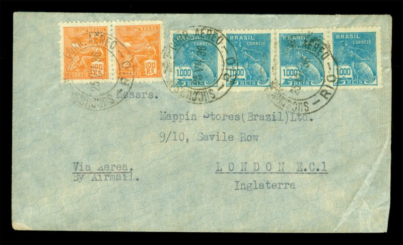 BRAZIL 1936 AIRMAIL cover to England - 4200reis franking