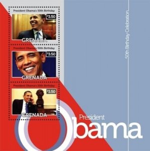 Grenada 2011 - President Barack Obama Stamp - Sheet of Three MNH