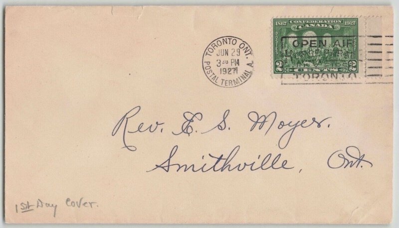 Canada 1927 2c Confederation First Day Cover FDC Toronto (Sc. 142)