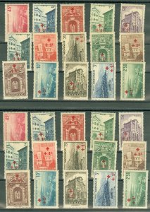 EDW1949SELL : MONACO 1940 Sc #B36-50. 5 Cplt sets. All Fresh & VF MNH. Cat $1500