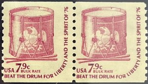 Scott #1615 1976 7.9¢ Americana Drum perf. 10 vertically MNH OG pair