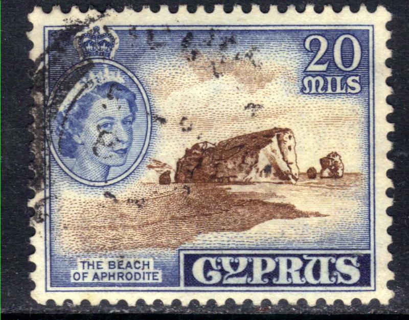 Cyprus 1955 - 60 QE2 20 Mils Beach of Aphrodite SG 178 ( R420 )