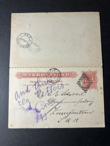 1897 British South Africa Postcard Cover Mashonaland Kopje Salisbury to SAR