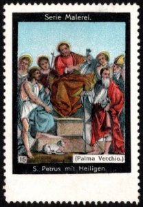 Vintage Germany Poster Stamp Series Painting No. 15 St. Peter With Saints