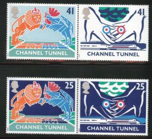 Great Britain Scott 1558-1561 MNH** Channel Tunnel set in pairs