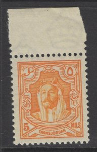 TRANSJORDAN SG198b 1939 5m ORANGE p13½x13 MNH