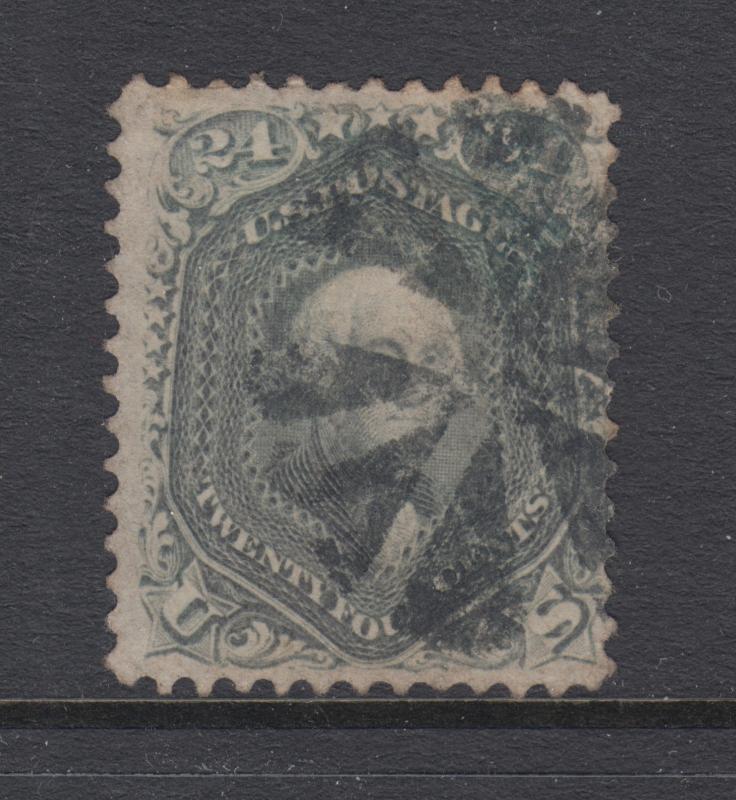 US Sc 78b used 1862 24c gray Washington, Rosette Fancy Cancel, sound & scarce