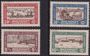 Sc# B7 / B10 Liechtenstein 1928 Rhine Floods MNH complete set $220.00