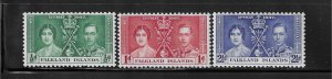 FALKLAND IS. SCOTT #81-83 1937 GEORGE VI CORONATION-   MINT NEVER HINGED