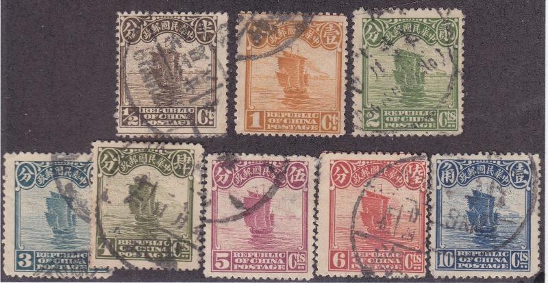 CHINA Used Junks 2nd Peking nice cancels - remnants, pencil #s (8 Stamps) j35