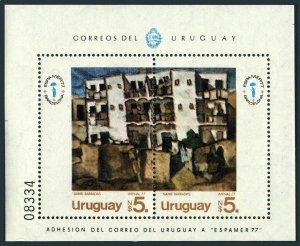 Uruguay 986 ab,MNH.Michel 1470-1471 Bl.36. ESPAMER-1977.View of Sans-Barcelona.