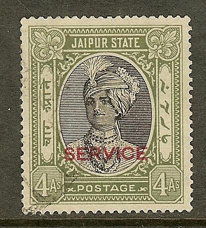 India-Jaipur, Scott #O27, 4a Maharaja Singh Overprint, Used