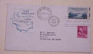 US  FDC B/S PITCAIRN 1948 AUG 2 NY 