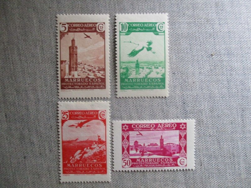 Spanish Morocco, Scott# C1-C3, C5, MH