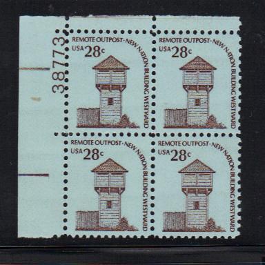 #1604 MNH blk/4 28c Fort Nisqually 1975-81 Issues  