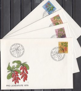 Switzerland, Scott cat. B443-B446 Flowers and Fruit issue. 4 First day covers.