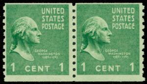 Scott 839   1¢ George Washington Prexie Coil Pair, MNH