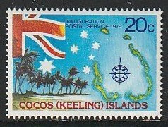 1979 Cocos Islands - Sc 32 - MNH VF - 1 single-Flag, Southern Cross, Islands Map