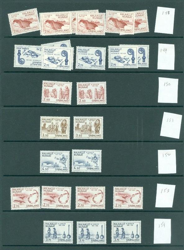 EDW1949SELL : GREENLAND Collection between Scott #82//157 All VFMNH Cat $264.40+