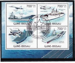 GUINE BISSAU SHEET USED SHIPS WARSHIPS HELICOPTERS AIRCRAFT