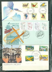 AUSTRALIA AVIATION-BIRDS LOT of (3) FDC...CACHETS