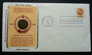 *FREE SHIP USA US Genuine Penny FDC (Coin Cover) 1978 *Rare *Limited Edition