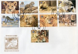 Niger 1998 African Animals LIONS Emblem Set Perforated in Official FDC