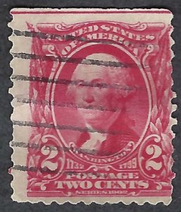 United States #301 2¢ George Washington (1903). Carmine Red. Used. Straight edge