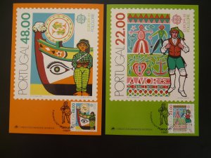 folklore costume Europa Cept x2 maximum card Portugal 1981