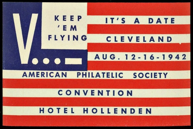 1942 APS Cleveland Convention WWII KEEP EM FLYING Cinderella Stamp MNH