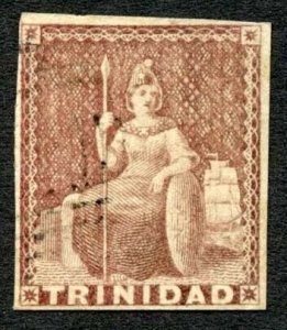 Trinidad and Tobago SG12 (1d) Rose Red White paper Cat 75 pounds