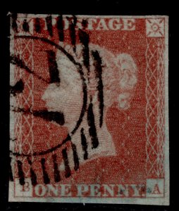 GB QV SG8, 1d red-brown PLATE 47, USED. Cat £38. BA