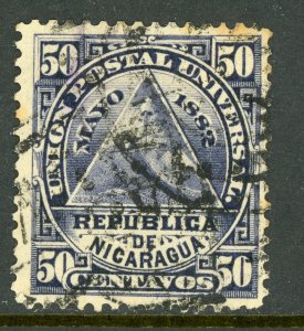 Nicaragua 1882 ABNC 50¢ Gray Scott #19 VFU Z435 ⭐