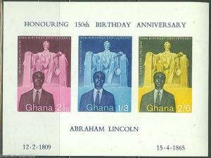 GHANA  IMPERFORATED SOUVENIR SHEET ABE LINCOLN  SCOTT#41a MINT NEVER HINGED