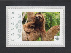 THREE TOED SLOTH = WILDLIFE = Picture Postage stamp Canada 2014 p72WL10/8