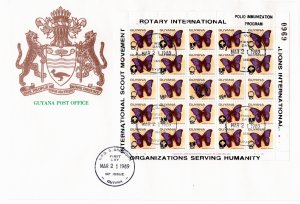 Guyana 1989 Sc 2097 sheet of 25 Silver overprint FDC