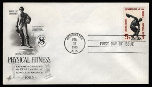 #1262 5c Centennial of the Sokols, Art Craft-Hand Cancel FDC **ANY 5=FREE SHIP**