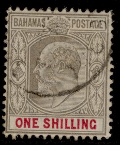 BAHAMAS EDVII SG68, 1s brownish grey & carmine, USED. Cat £55.