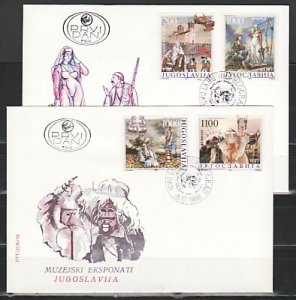 Yugoslavia, Scott cat. 1917-1920. Museum Art issue. 2 First day covers.