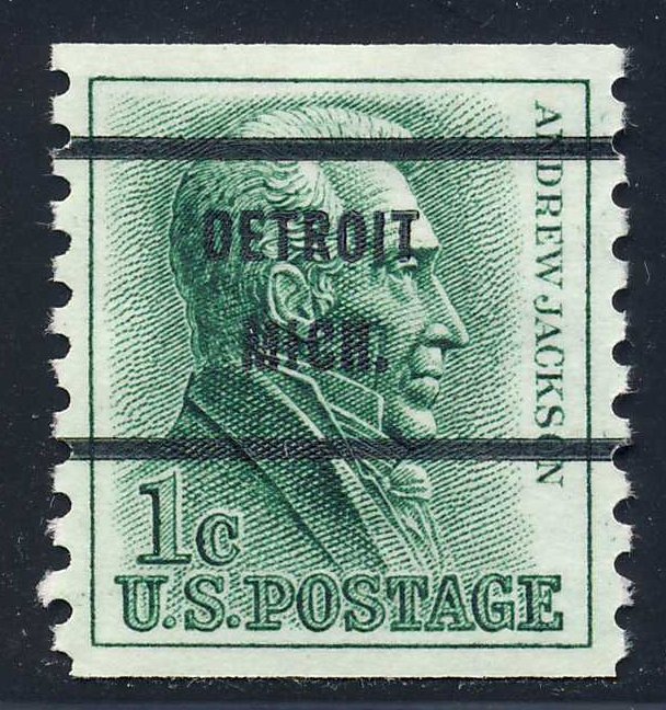 Detroit MI, 1225-71 Bureau Precancel, 1¢ coil Jackson