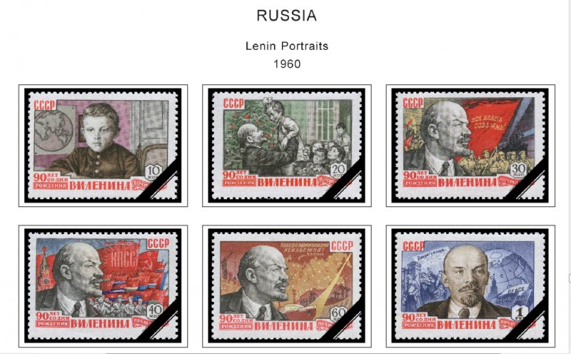 COLOR PRINTED RUSSIA 1960-1965 STAMP ALBUM PAGES (84 illustrated pages)