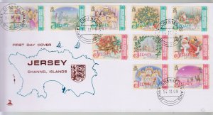 Jersey 2008,   Christmas Carols dated repints,  Set of 10 on FDC