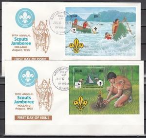 Guyana, Scott cat. 2968-2968. 18th Scout Jamboree s/shts. 2 First day covers. ^