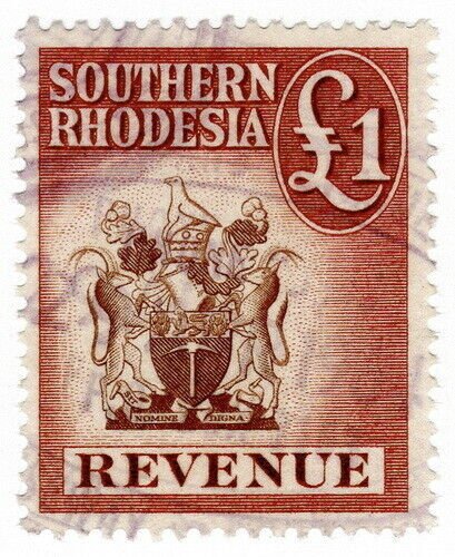 (I.B) Southern Rhodesia Revenue : Duty Stamp £1