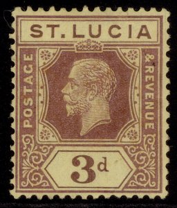 ST. LUCIA GV SG82b, 3d purple/pale yellow, M MINT. Cat £30.