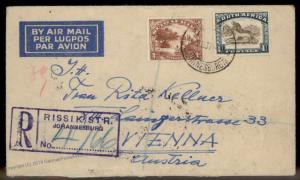 South Africa Greece 1937 Registered Austria Rohrpost Pneumatic Cover 88940