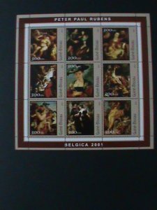 GUINEA BISSAU-2001 FAMOUS NUDE ARTS PAINTINGS BY PETER PAUL RUBENS MNH SHEET
